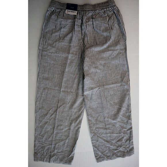 Old Navy 792007 Women's Sz XS Gray/White Striped High Rise Wide Leg Linen Pants - Picture 2 of 12